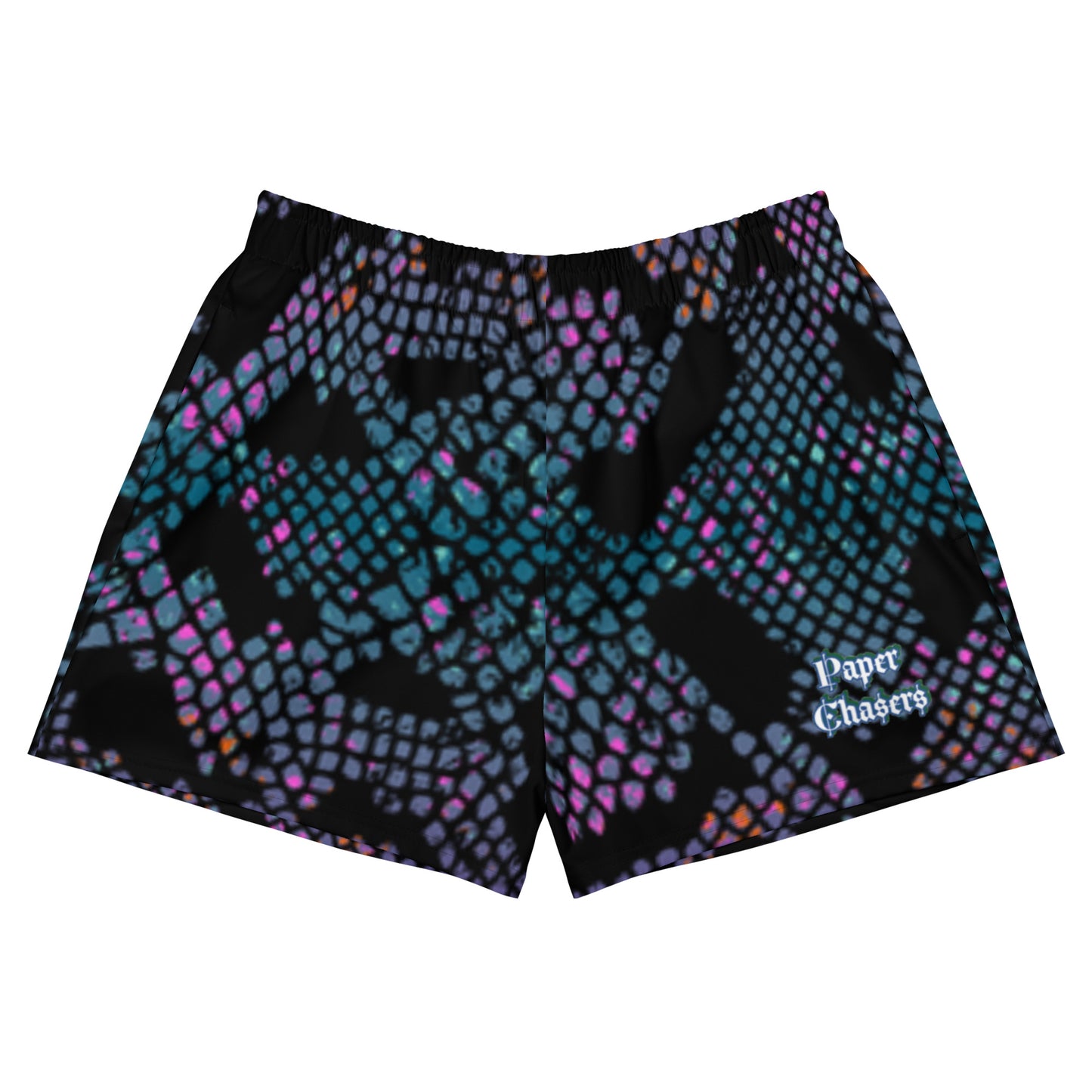 Paper Chasers Purple Snake Skin Unisex Athletic Shorts