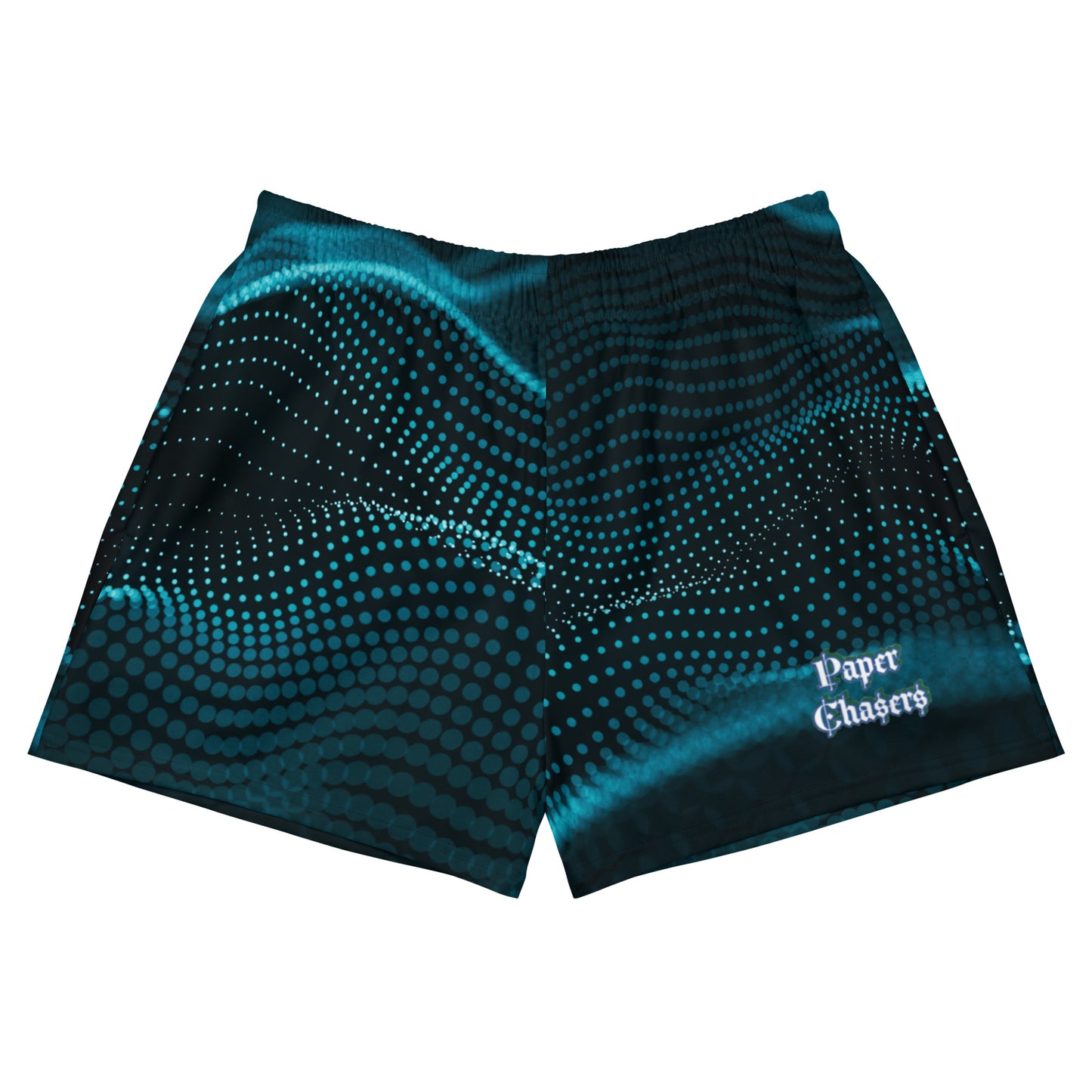 Paper Chasers Aqua Wavelength Print Unisex Athletic Shorts