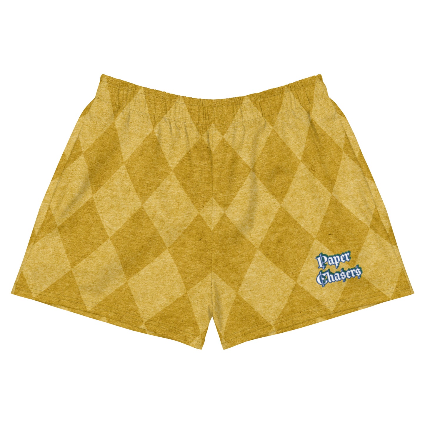 Paper Chasers Yellow Diamonds Print Unisex Athletic Shorts