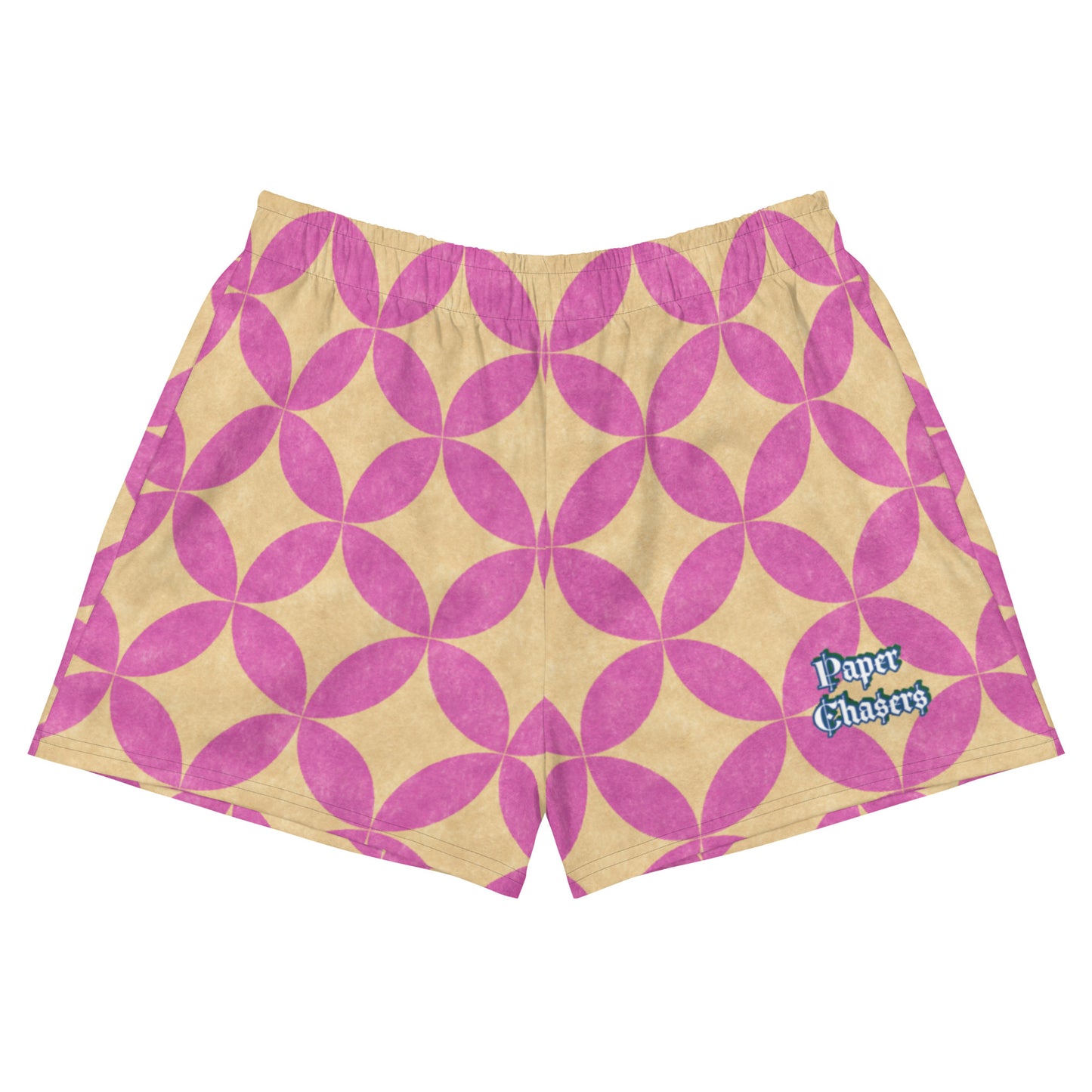 Paper Chasers Geometric Pink Print Unisex Athletic Shorts